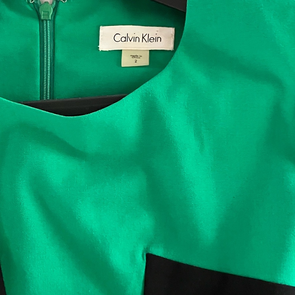 Calvin Klein Green and Black Sheath Midi Dress - Picture 3 of 3